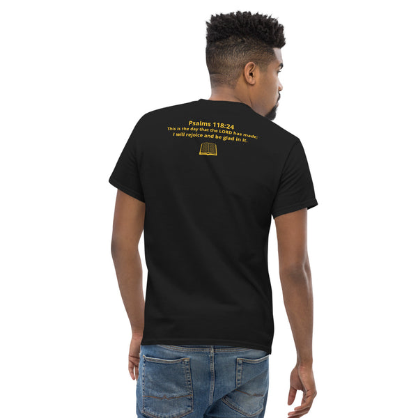 Blessed Day Men's heavyweight T-Shirt w/ back Scripture