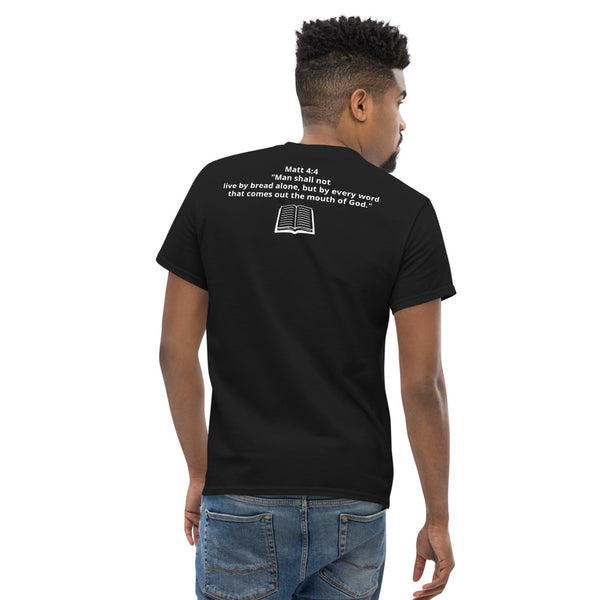 Hungry Matthew Men's heavyweight tee w/ back Scripture