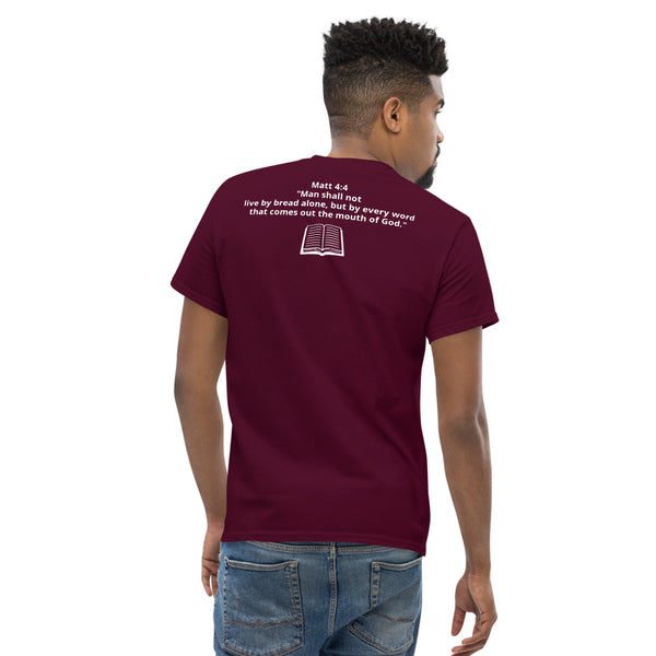 Hungry Matthew Men's heavyweight tee w/ back Scripture