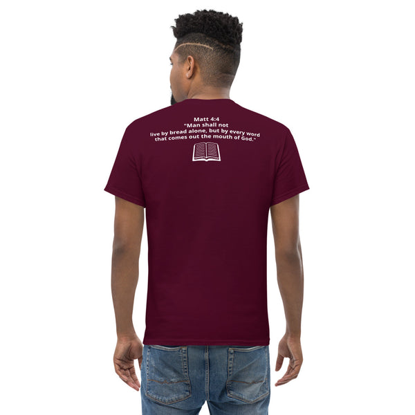 Hungry Matthew Men's heavyweight tee w/ back Scripture