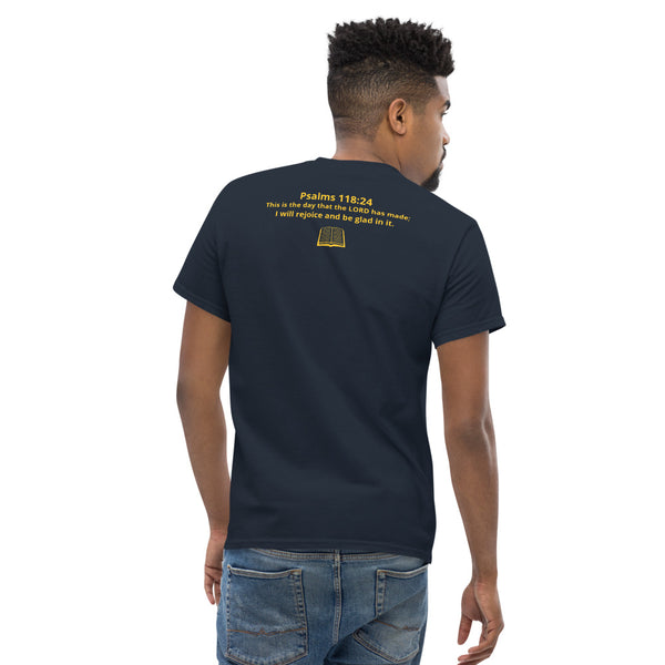 Blessed Day Men's heavyweight T-Shirt w/ back Scripture