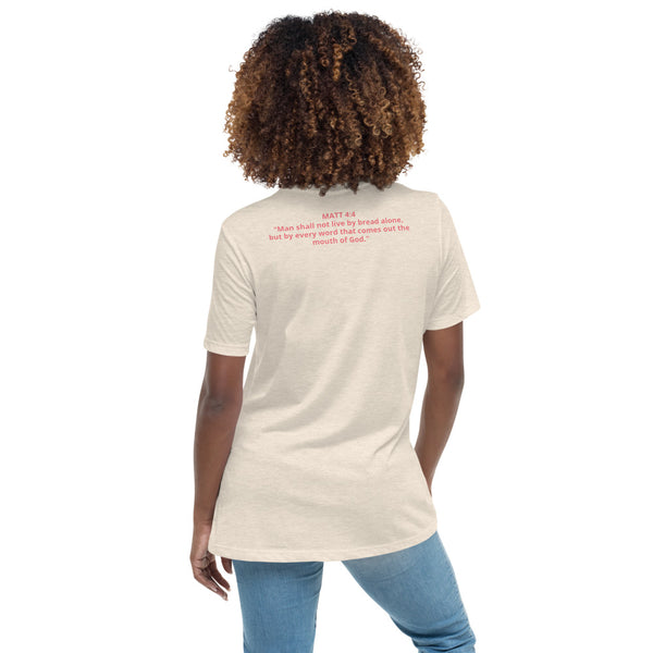 Hungry Matthew Women's Relaxed T-Shirt w/ back Scripture